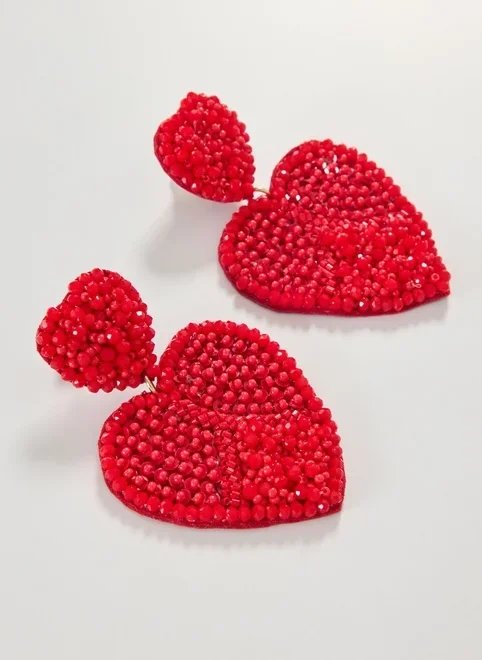 brinco vermelho coração com miçangas brinco vermelho coração com miçangas