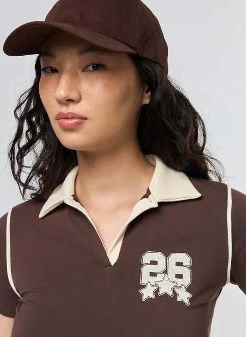 mini tee polo raglan estampa bordada mini tee polo raglan estampa bordada