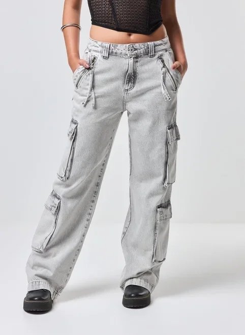 calça jeans wide leg bolsos calça jeans wide leg bolsos