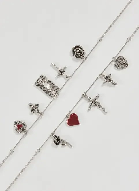 conjunto 2 colares prateados pingentes cruz conjunto 2 colares prateados pingentes cruz