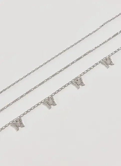 belly chain prateada borboletas belly chain prateada borboletas