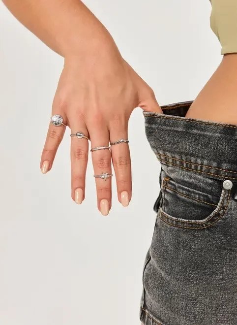 conjunto 5 anéis prateados summer conjunto 5 anéis prateados summer