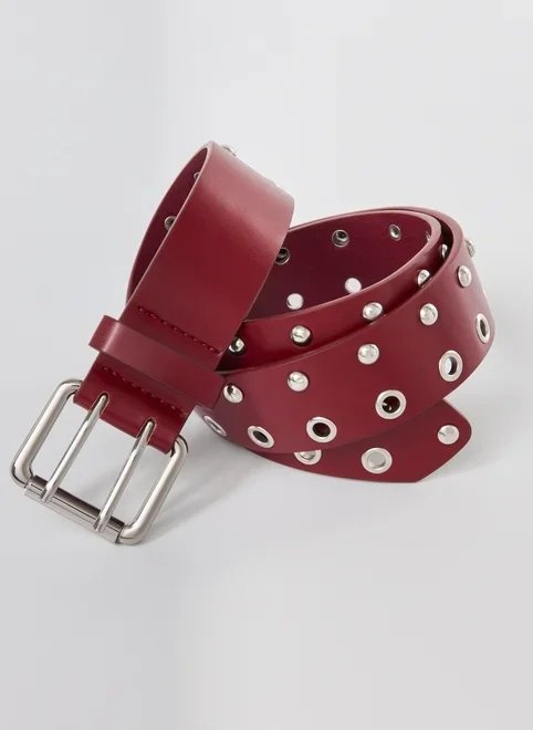 cinto poliuretano bordô tachinhas cinto poliuretano bordô tachinhas