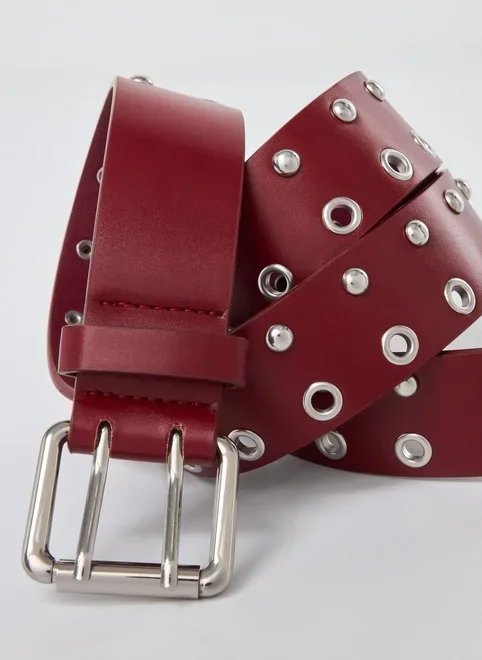 cinto poliuretano bordô tachinhas cinto poliuretano bordô tachinhas