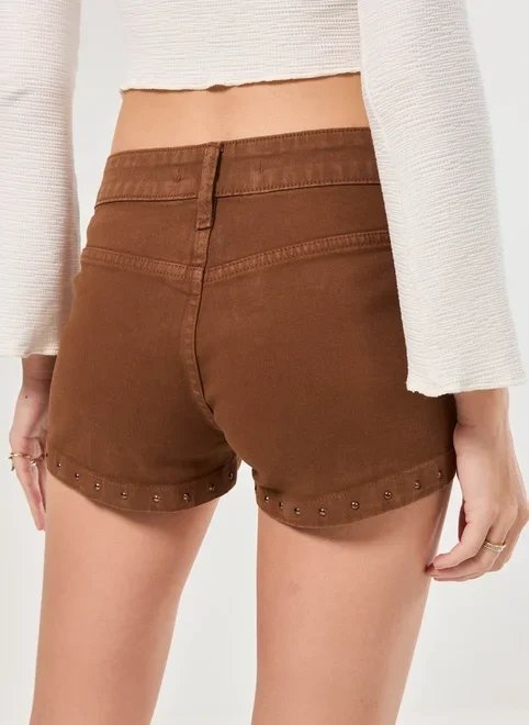 short micro sarja marrom short micro sarja marrom