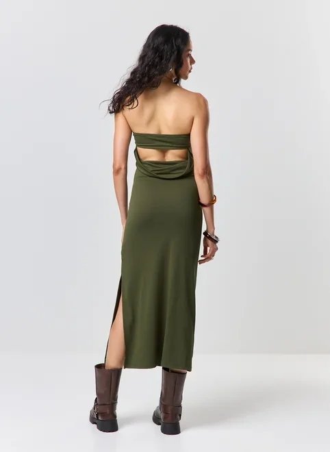 vestido midi poliamida degagê costas vestido midi poliamida degagê costas