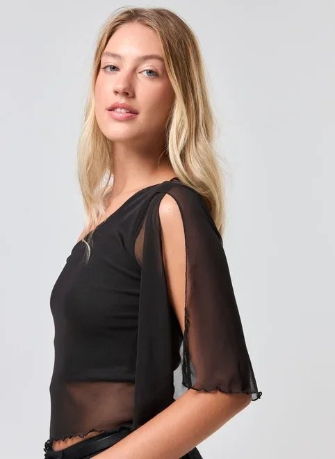 blusa assimétrica tule preto blusa assimétrica tule preto