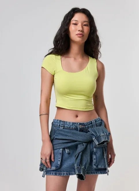 cropped poliamida mangas assimétricas cropped poliamida mangas assimétricas