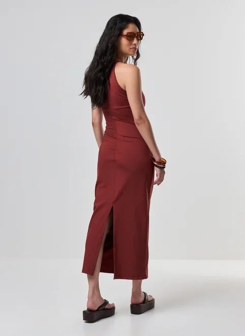 vestido midi poliamida franzido halter vestido midi poliamida franzido halter