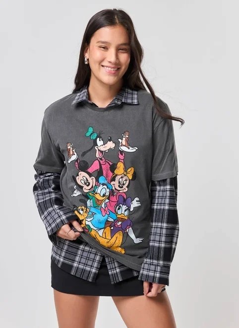 camiseta oversized lavada turma mickey camiseta oversized lavada turma mickey