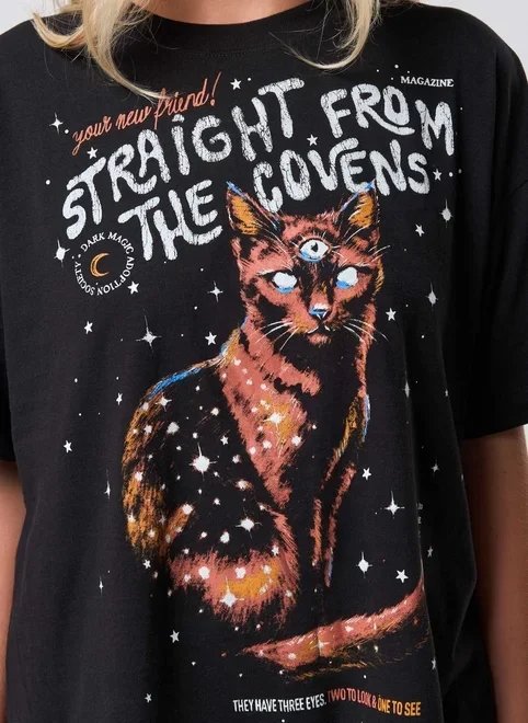 camiseta box preta gato místico camiseta box preta gato místico