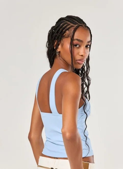 cropped azul poliamida decote cruzado cropped azul poliamida decote cruzado