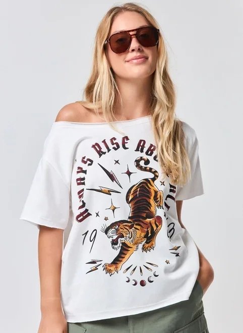 camiseta box decote canoa tigre camiseta box decote canoa tigre