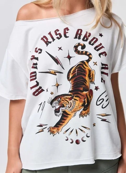 camiseta box decote canoa tigre camiseta box decote canoa tigre