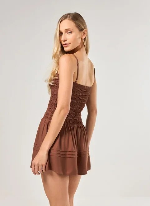 vestido curto marrom lastex vestido curto marrom lastex