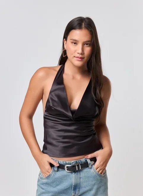 blusa cetim frente única degagê blusa cetim frente única degagê