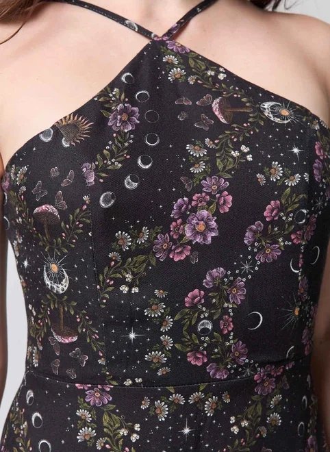 vestido midi halter estampa mística vestido midi halter estampa mística