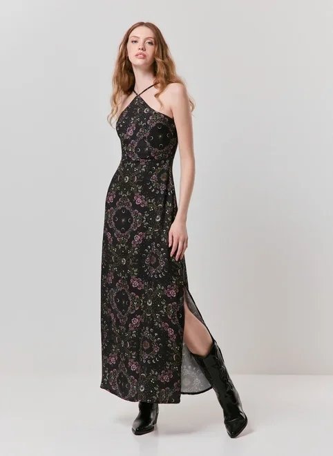 vestido midi halter estampa mística vestido midi halter estampa mística