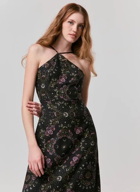 vestido midi halter estampa mística vestido midi halter estampa mística