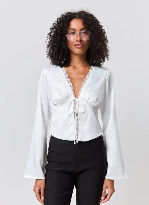 blusa manga longa cetim amarração blusa manga longa cetim amarração