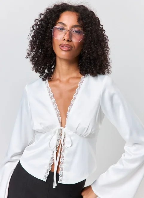 blusa manga longa cetim amarração blusa manga longa cetim amarração