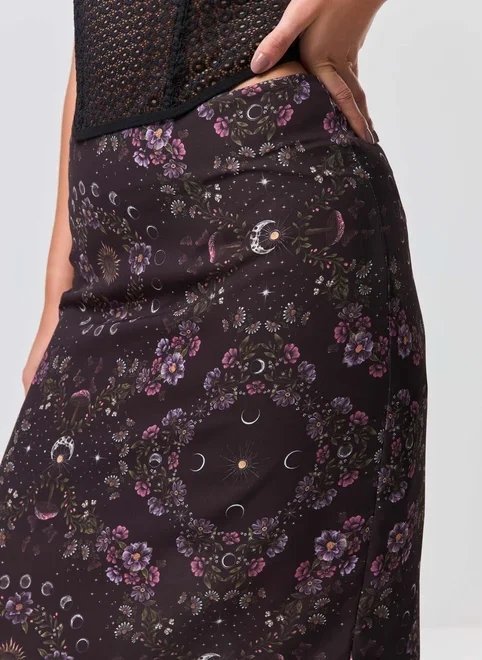 saia midi chiffon estampa mística saia midi chiffon estampa mística