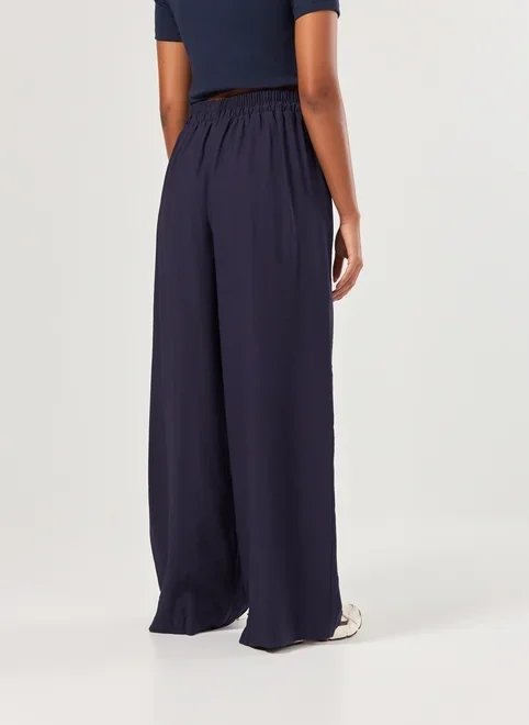 calça azul-marinho amarração contrastante calça azul-marinho amarração contrastante