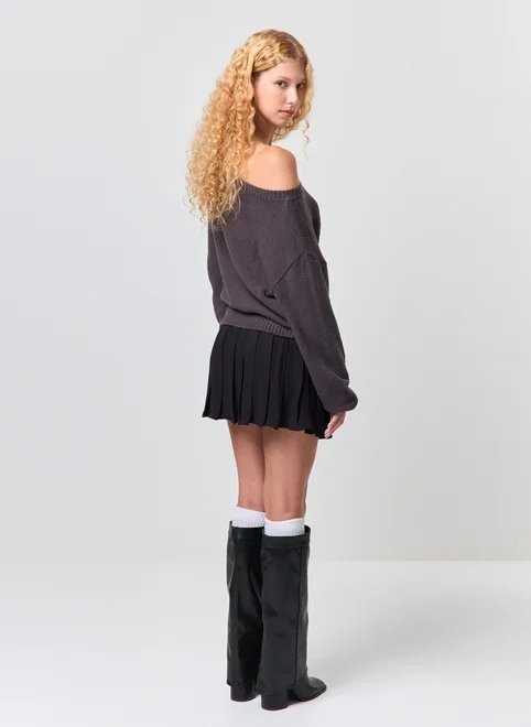 blusa tricô ombro caído box blusa tricô ombro caído box