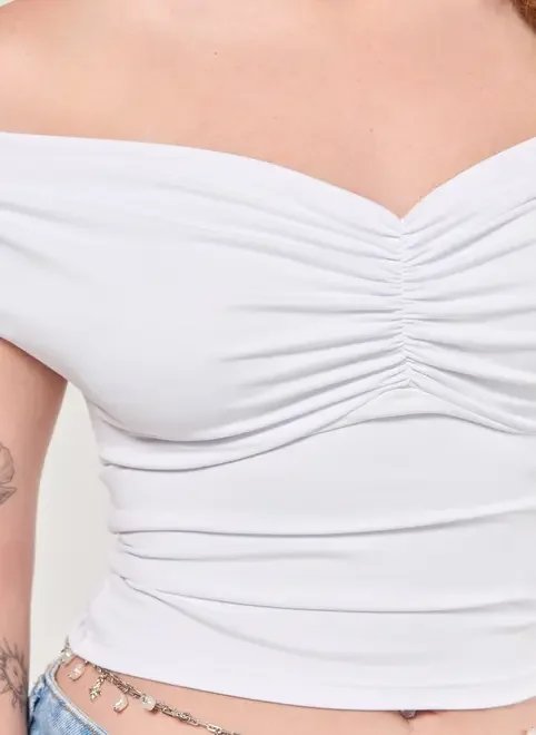 blusa poliamida branca ombro a ombro blusa poliamida branca ombro a ombro