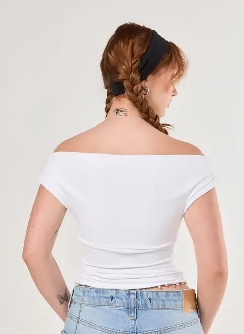 blusa poliamida branca ombro a ombro blusa poliamida branca ombro a ombro