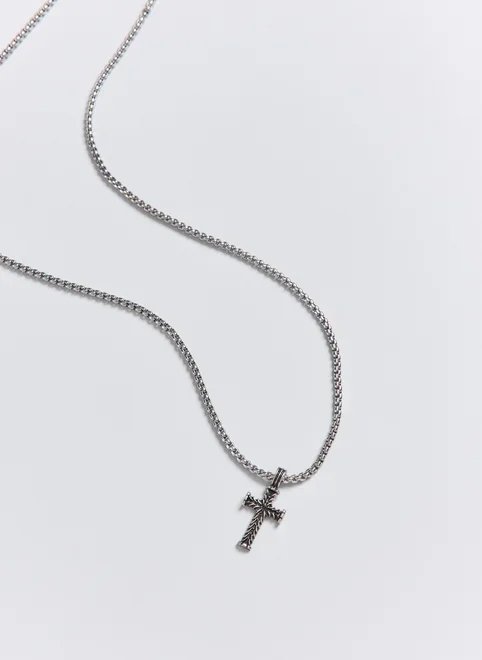 colar prateado pingente cruz colar prateado pingente cruz