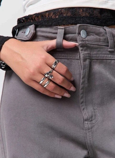 conjunto 3 anéis prateados ilhós conjunto 3 anéis prateados ilhós