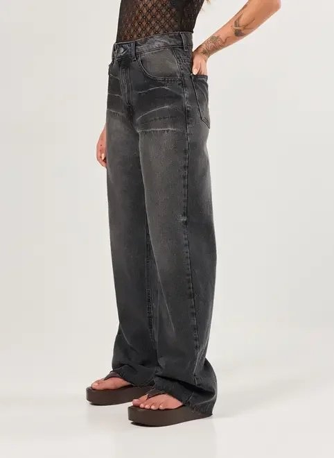 calça wide leg jeans black calça wide leg jeans black