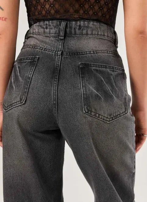 calça wide leg jeans black calça wide leg jeans black