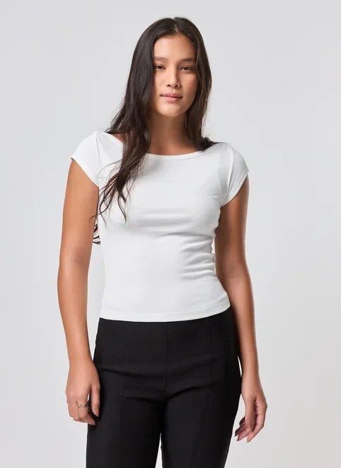 blusa canelada manga curta blusa canelada manga curta