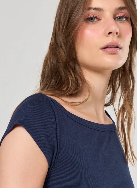 blusa canelada manga curta blusa canelada manga curta