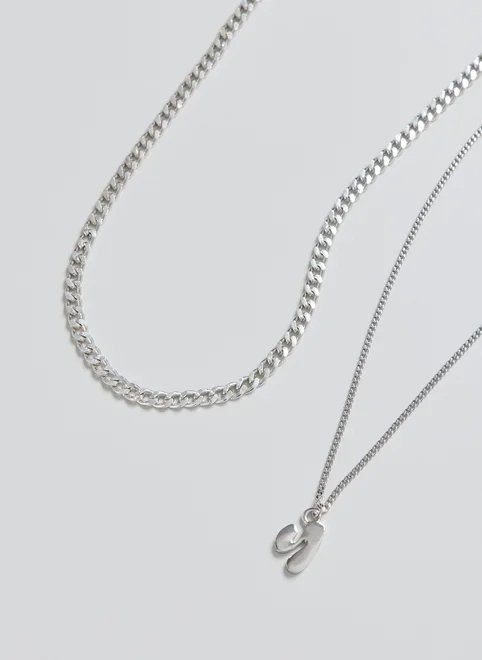 conjunto 2 colares prateados corrente y conjunto 2 colares prateados corrente y