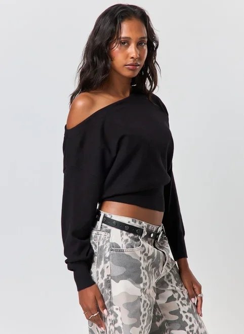 blusa manga longa tricô ombro caído blusa manga longa tricô ombro caído