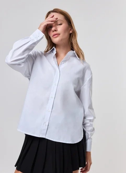 camisa manga longa oversized off-white camisa manga longa oversized off-white