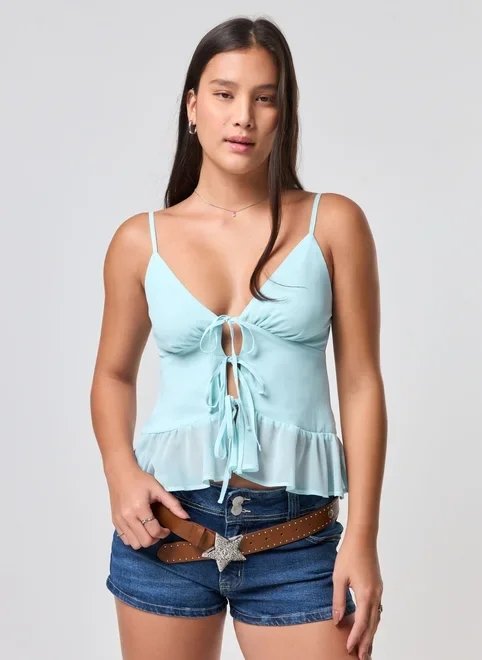 regata babadinhos chiffon azul regata babadinhos chiffon azul