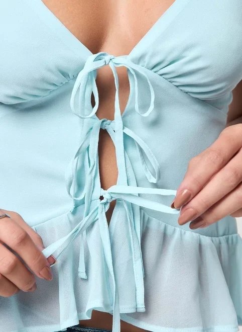 regata babadinhos chiffon azul regata babadinhos chiffon azul