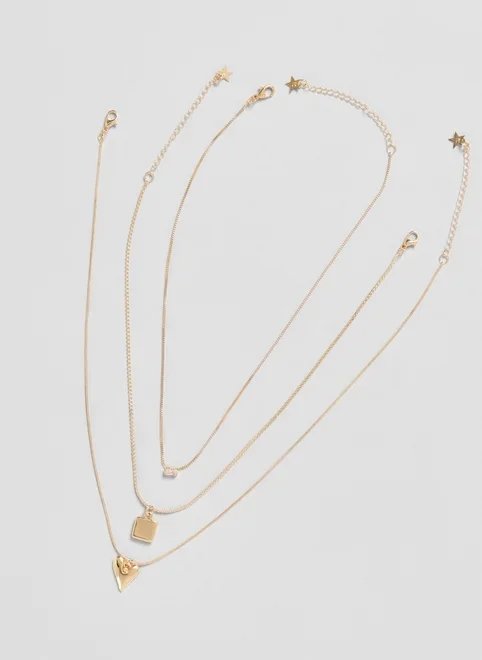 conjunto 3 colares dourados brilho conjunto 3 colares dourados brilho