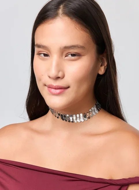 choker prateada bolinhas choker prateada bolinhas