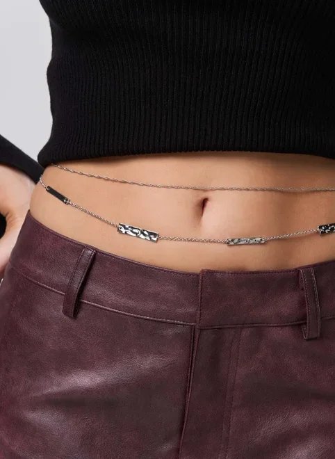 conjunto 2 bellychains prateada plaquinhas conjunto 2 bellychains prateada plaquinhas