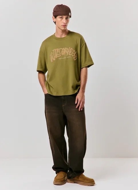 calça jeans baggy lavagem vintage marrom calça jeans baggy lavagem vintage marrom
