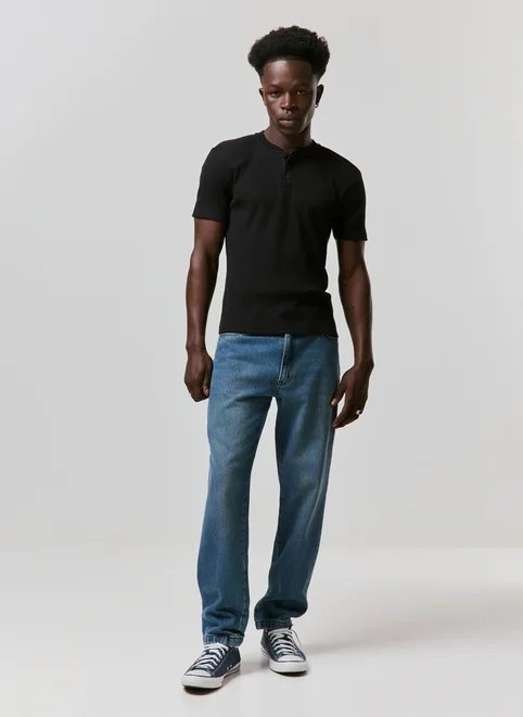 calça jeans reta em jeans circular calça jeans reta em jeans circular