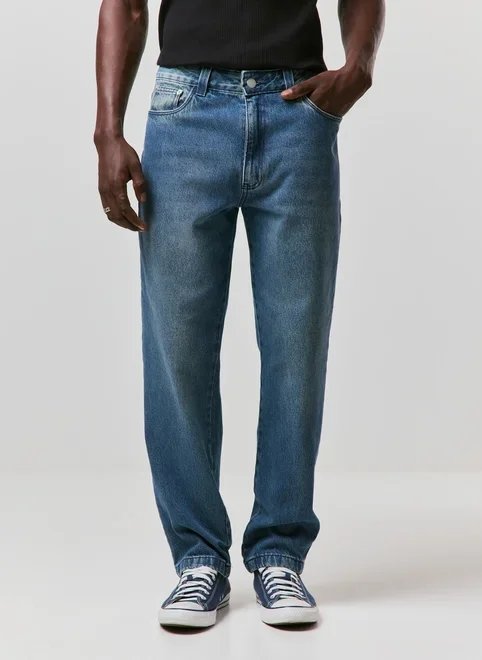 calça jeans reta em jeans circular calça jeans reta em jeans circular