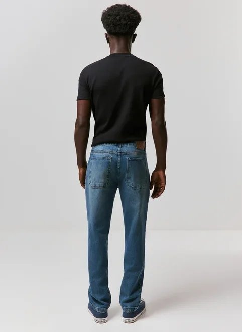 calça jeans reta em jeans circular calça jeans reta em jeans circular
