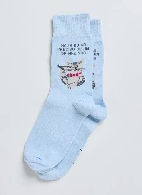 meia azul gato drinkzinho meia azul gato drinkzinho