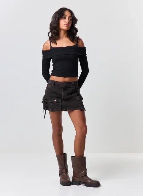 saia jeans black cargo saia jeans black cargo